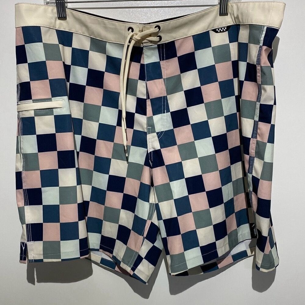 Vans Men's Multicolor Drawstring Check Swim Board Shorts Size‎ 40